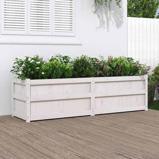 Utendørs Blomsterkasse Plantekasse Tre Hvit 180x50x50 cm heltre furu