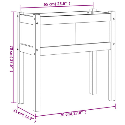 Hageplantekasse med ben voksbrun 70x31x70 cm heltre furu