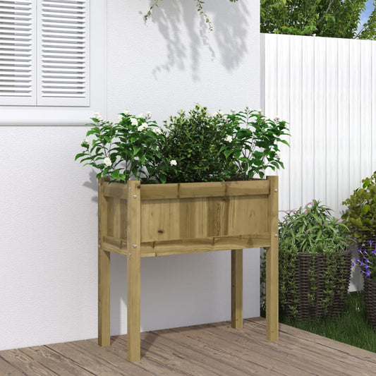 Utendørs Blomsterkasse Plantekasse Tre med ben 70x31x70 cm impregnert furu