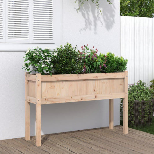 Utendørs Blomsterkasse Plantekasse Tre med ben 110x31x70 cm heltre furu