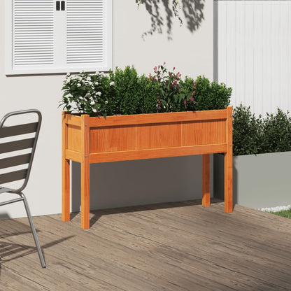 Hageplantekasse med ben voksbrun 110x31x70 cm heltre furu