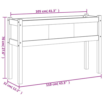 Hageplantekasse med ben voksbrun 110x31x70 cm heltre furu