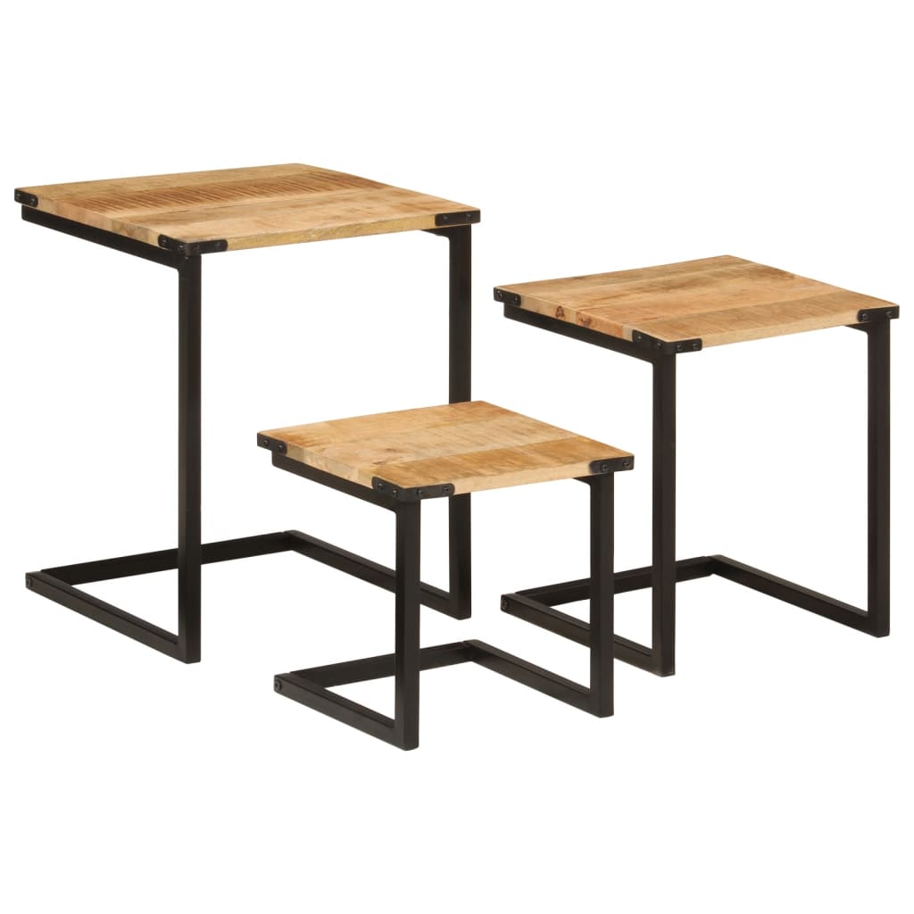 Salongbord Sofabord Tre Heltre Mango Stablebare 3 stk