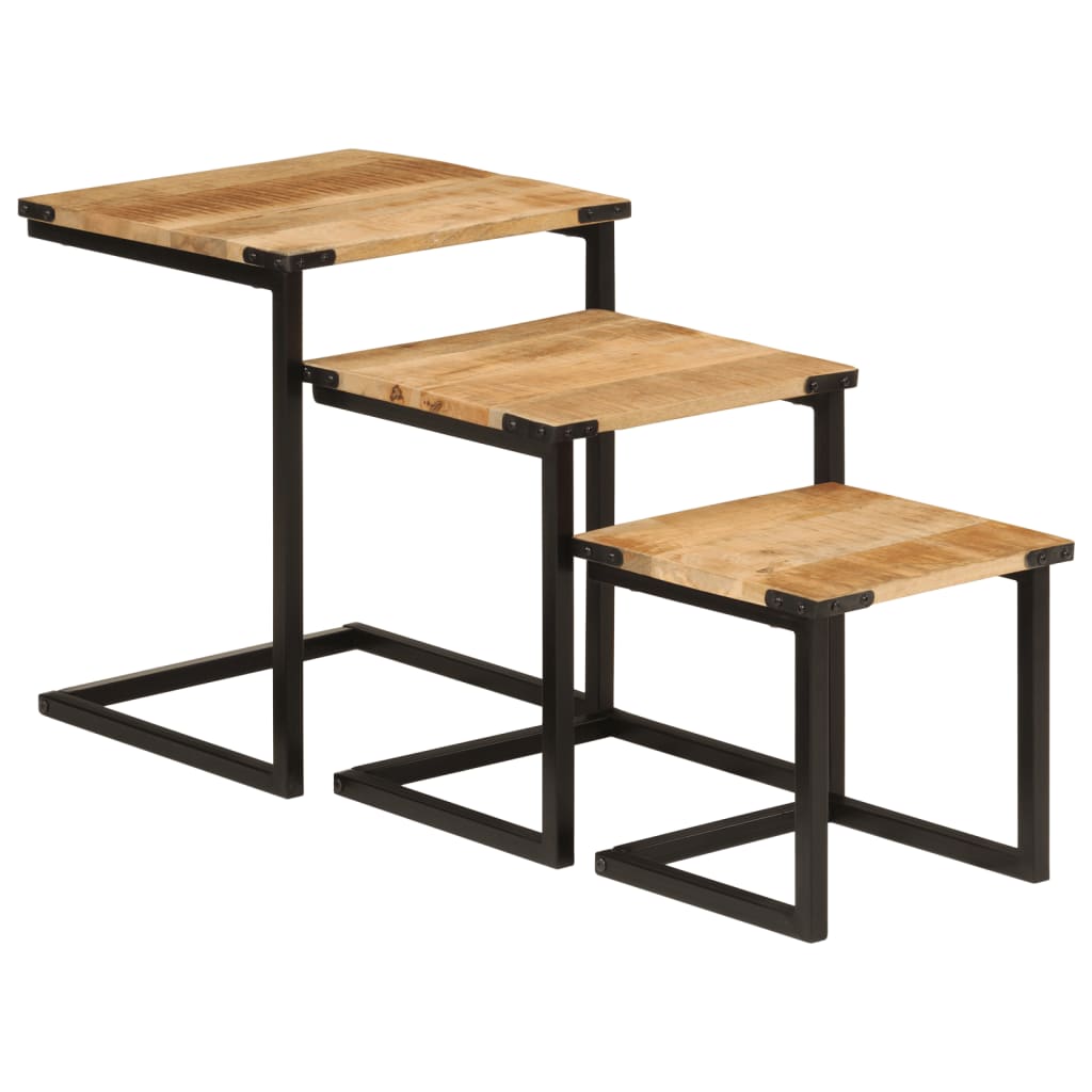Salongbord Sofabord Tre Heltre Mango Stablebare 3 stk