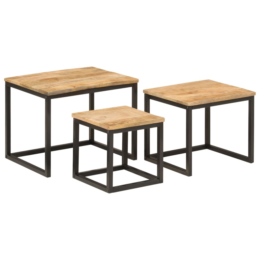Salongbord Sofabord Tre Heltre Mango Stablebare 3 stk