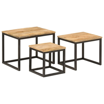 Salongbord Sofabord Tre Heltre Mango Stablebare 3 stk