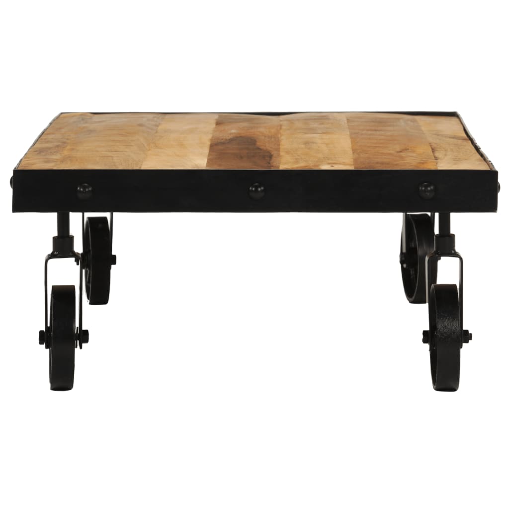 Salongbord Sofabord Tre med hjul heltre mango 100x55x26 cm