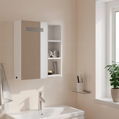 Baderomsspeilskap med LED-lys Hvit 45x13x52 cm