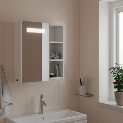 Baderomsspeilskap med LED-lys Hvit 45x13x52 cm