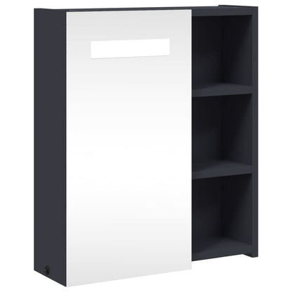 Baderomsspeilskap med LED-lys Grå 45x13x52 cm
