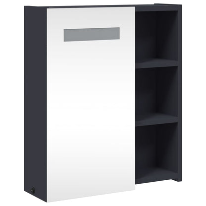 Baderomsspeilskap med LED-lys Grå 45x13x52 cm