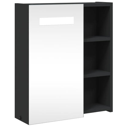 Baderomsspeilskap med LED-lys Svart 45x13x52 cm