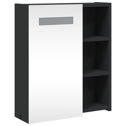 Baderomsspeilskap med LED-lys Svart 45x13x52 cm