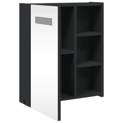 Baderomsspeilskap med LED-lys Svart 45x13x52 cm