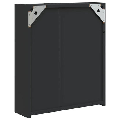 Baderomsspeilskap med LED-lys Svart 45x13x52 cm