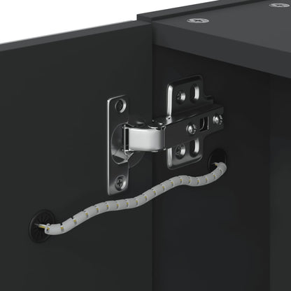 Baderomsspeilskap med LED-lys Svart 45x13x52 cm