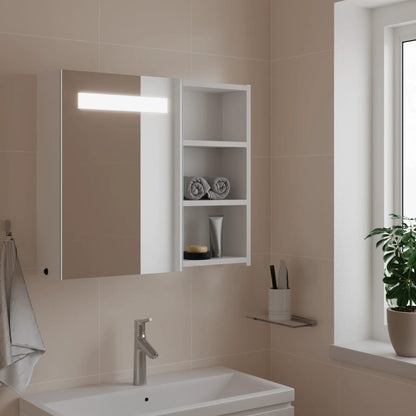Baderomsspeilskap med LED-lys Hvit 60x13x52 cm