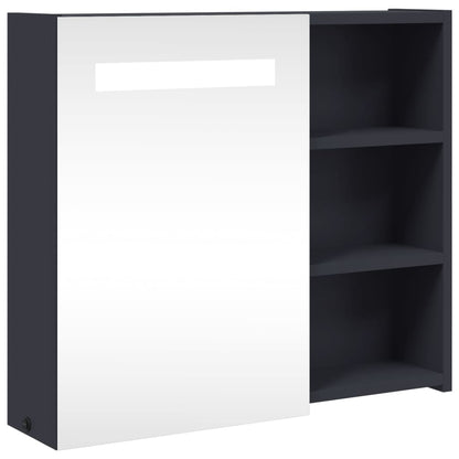 Baderomsspeilskap med LED-lys Grå 60x13x52 cm