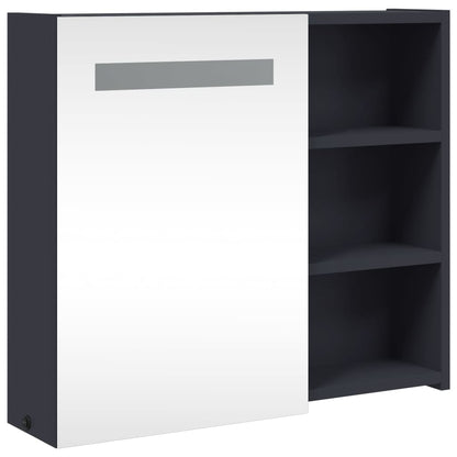 Baderomsspeilskap med LED-lys Grå 60x13x52 cm