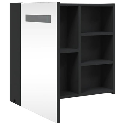 Baderomsspeilskap med LED-lys Svart 60x13x52 cm