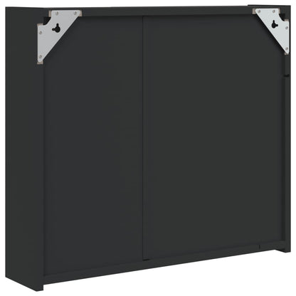 Baderomsspeilskap med LED-lys Svart 60x13x52 cm