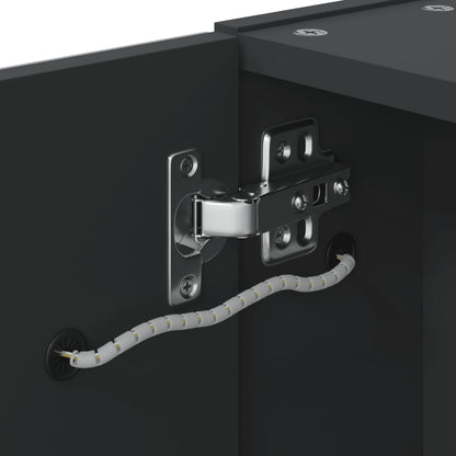 Baderomsspeilskap med LED-lys Svart 60x13x52 cm