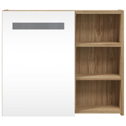 Baderomsspeilskap med LED-lys Eik 60x13x52 cm