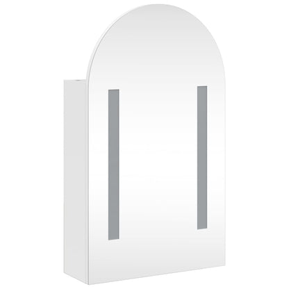 Baderomsspeilskap med LED-lys buet Hvit 42x13x70 cm