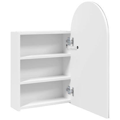Baderomsspeilskap med LED-lys buet Hvit 42x13x70 cm