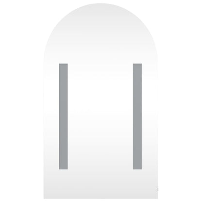 Baderomsspeilskap med LED-lys buet Hvit 42x13x70 cm