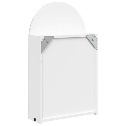 Baderomsspeilskap med LED-lys buet Hvit 42x13x70 cm
