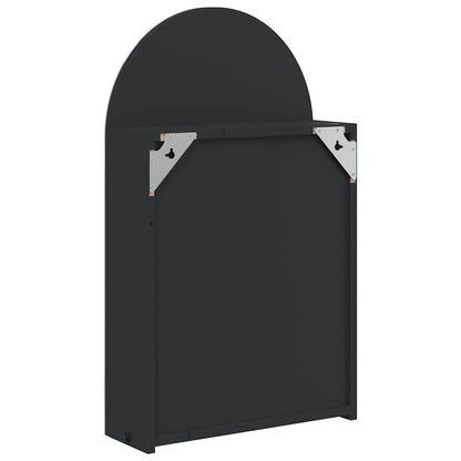 Baderomsspeilskap med LED-lys buet Svart 42x13x70 cm