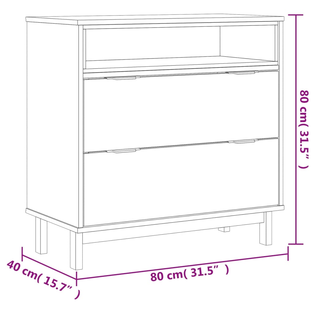 Kommode Tre heltre furu FLAM 80x40x80 cm