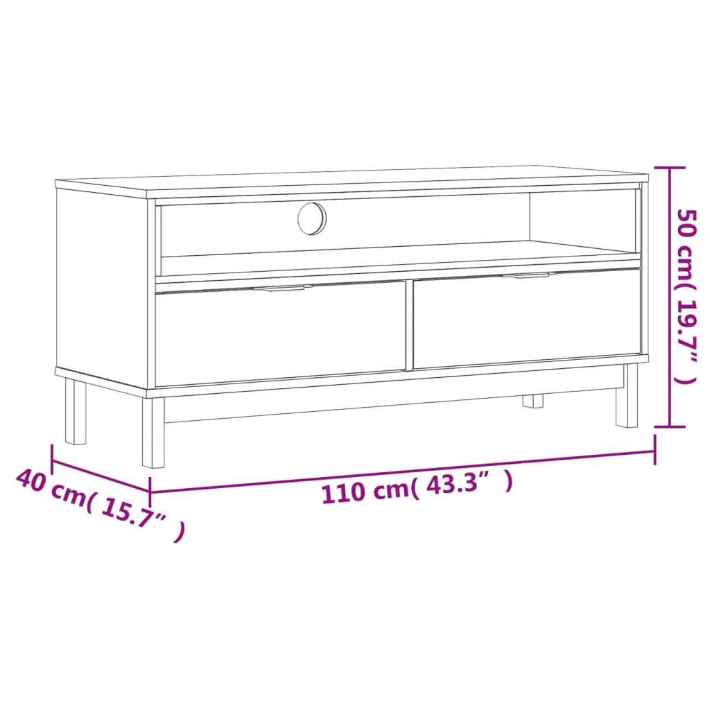 TV-Møbel Tre TV-benk heltre furu FLAM 110x40x50 cm