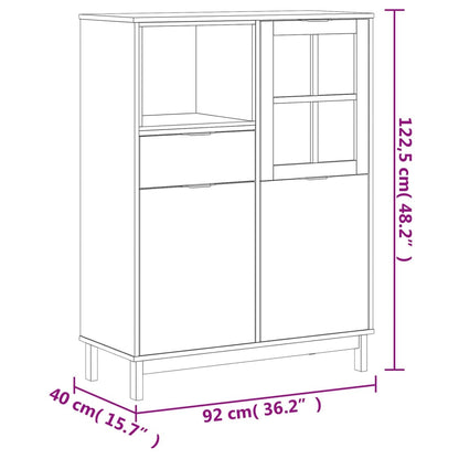 Skap Tre heltre furu med glassdør FLAM 92x40x122,5 cm