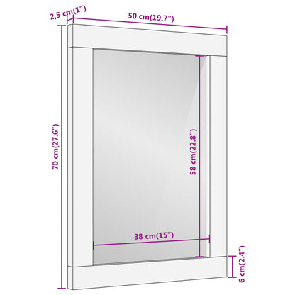 Baderomsspeil 50x70x2,5 cm heltre mango og glass