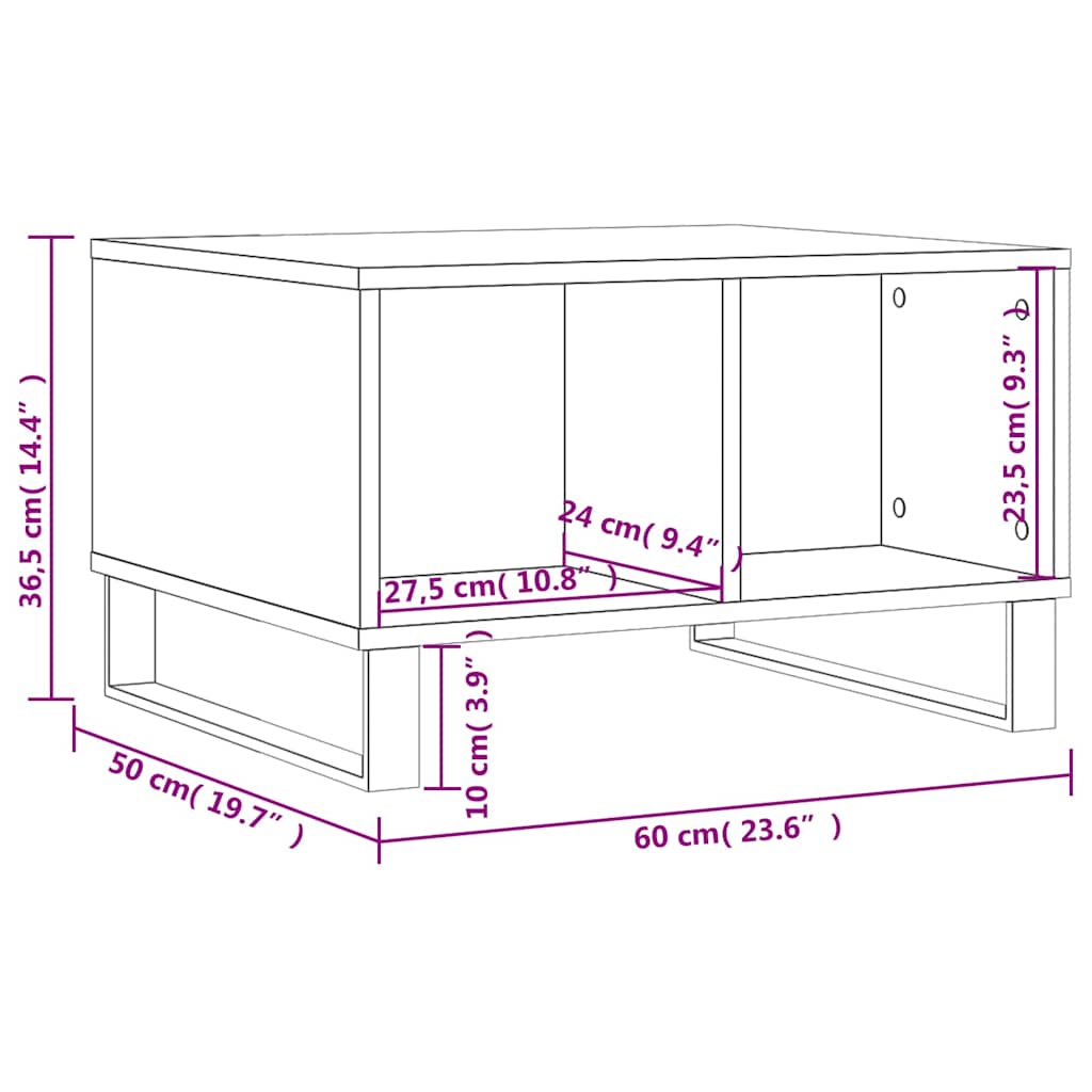 Salongbord Sofabord Høyglans Hvit 60x50x36,5 cm