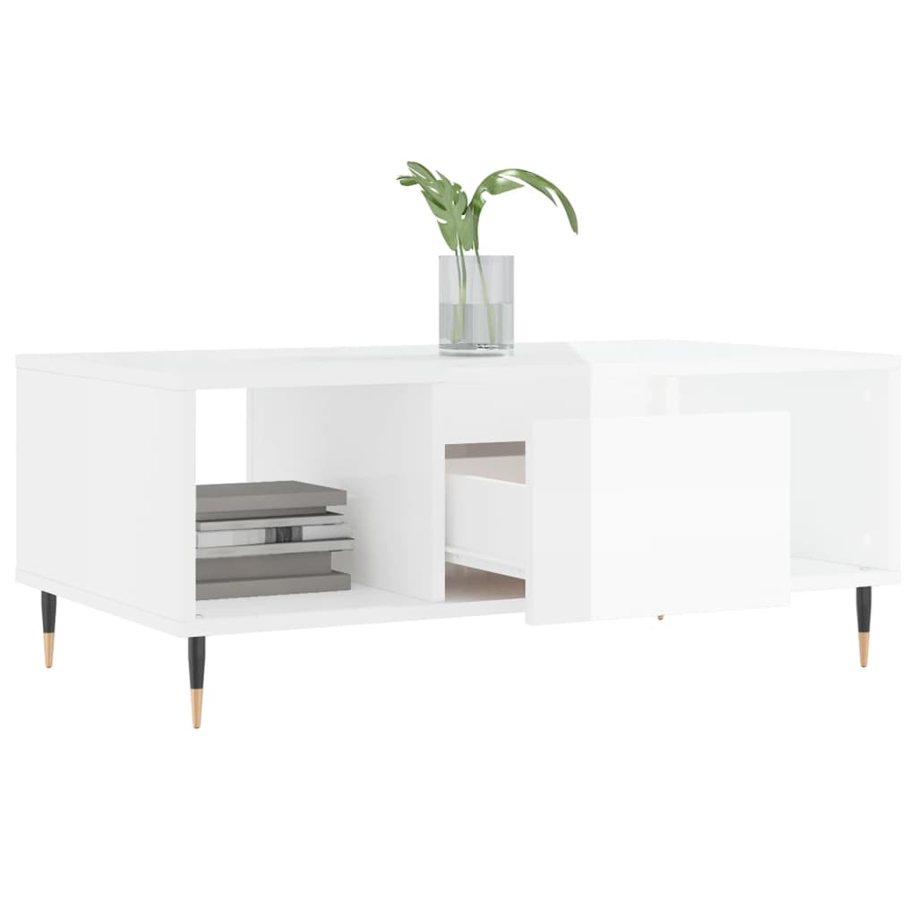 Salongbord Sofabord Høyglans Hvit 90x50x36,5 cm