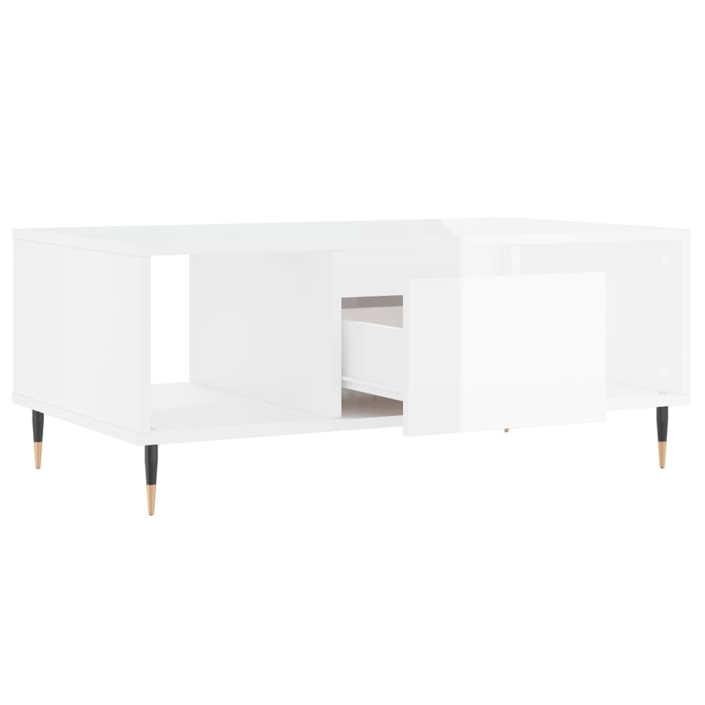 Salongbord Sofabord Høyglans Hvit 90x50x36,5 cm