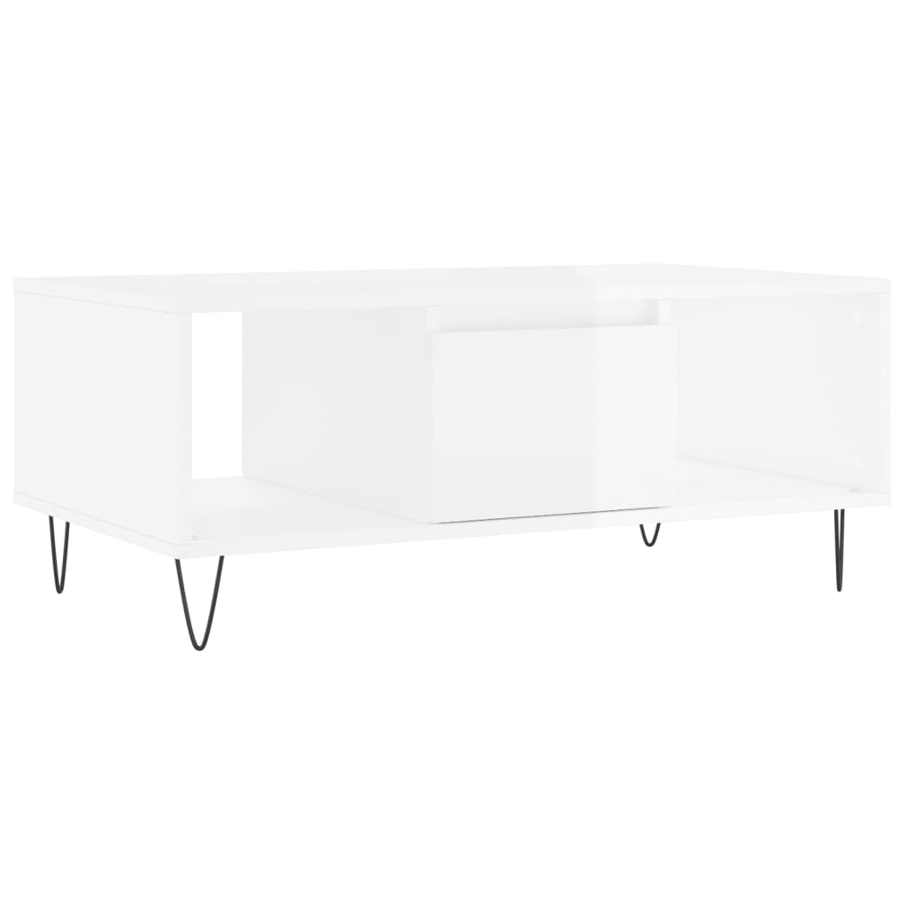 Salongbord Sofabord Høyglans Hvit 90x50x36,5 cm