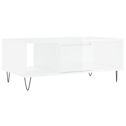 Salongbord Sofabord Høyglans Hvit 90x50x36,5 cm