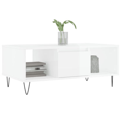 Salongbord Sofabord Høyglans Hvit 90x50x36,5 cm