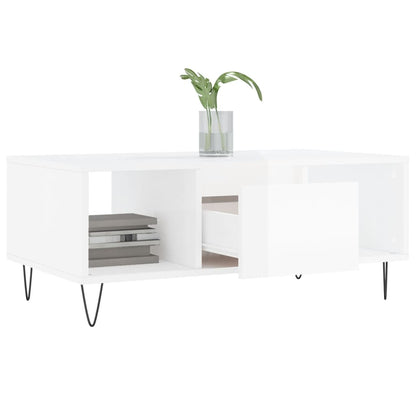 Salongbord Sofabord Høyglans Hvit 90x50x36,5 cm