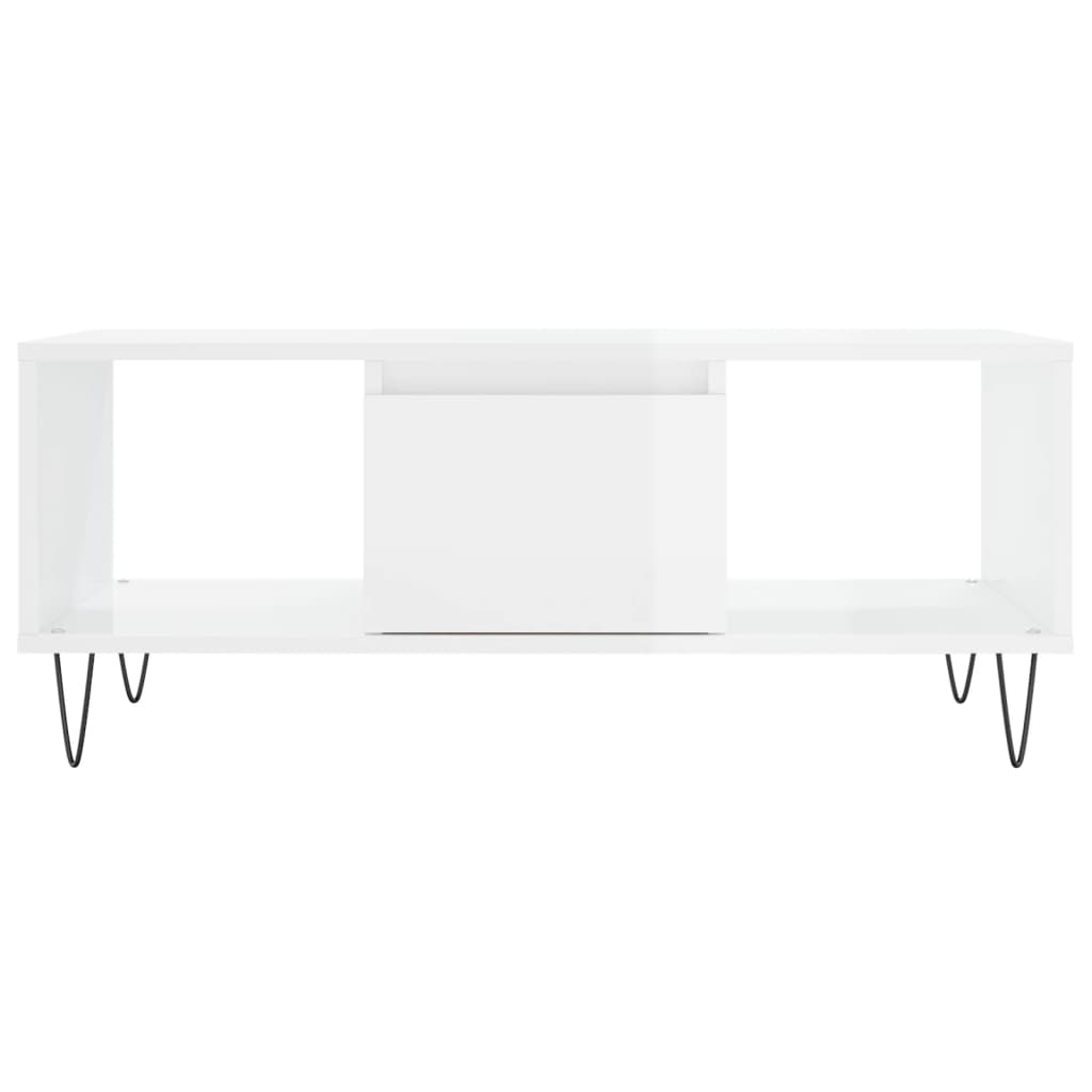 Salongbord Sofabord Høyglans Hvit 90x50x36,5 cm