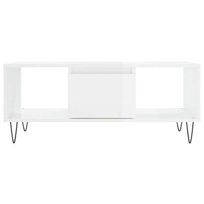 Salongbord Sofabord Høyglans Hvit 90x50x36,5 cm
