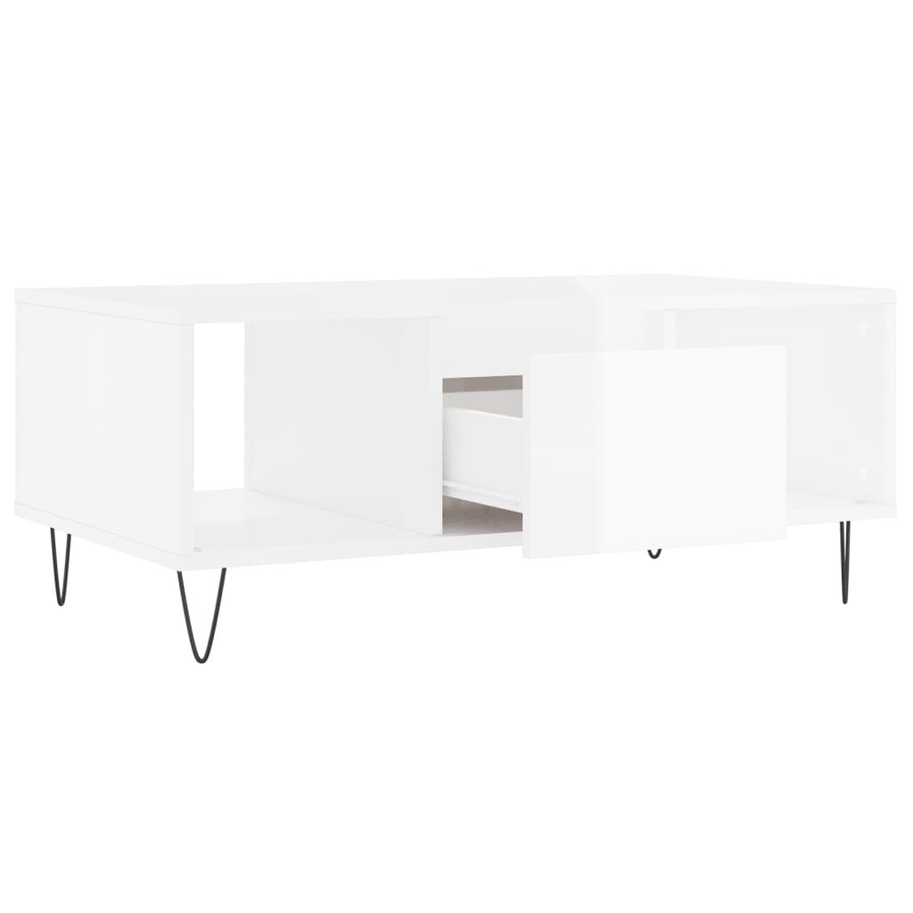 Salongbord Sofabord Høyglans Hvit 90x50x36,5 cm