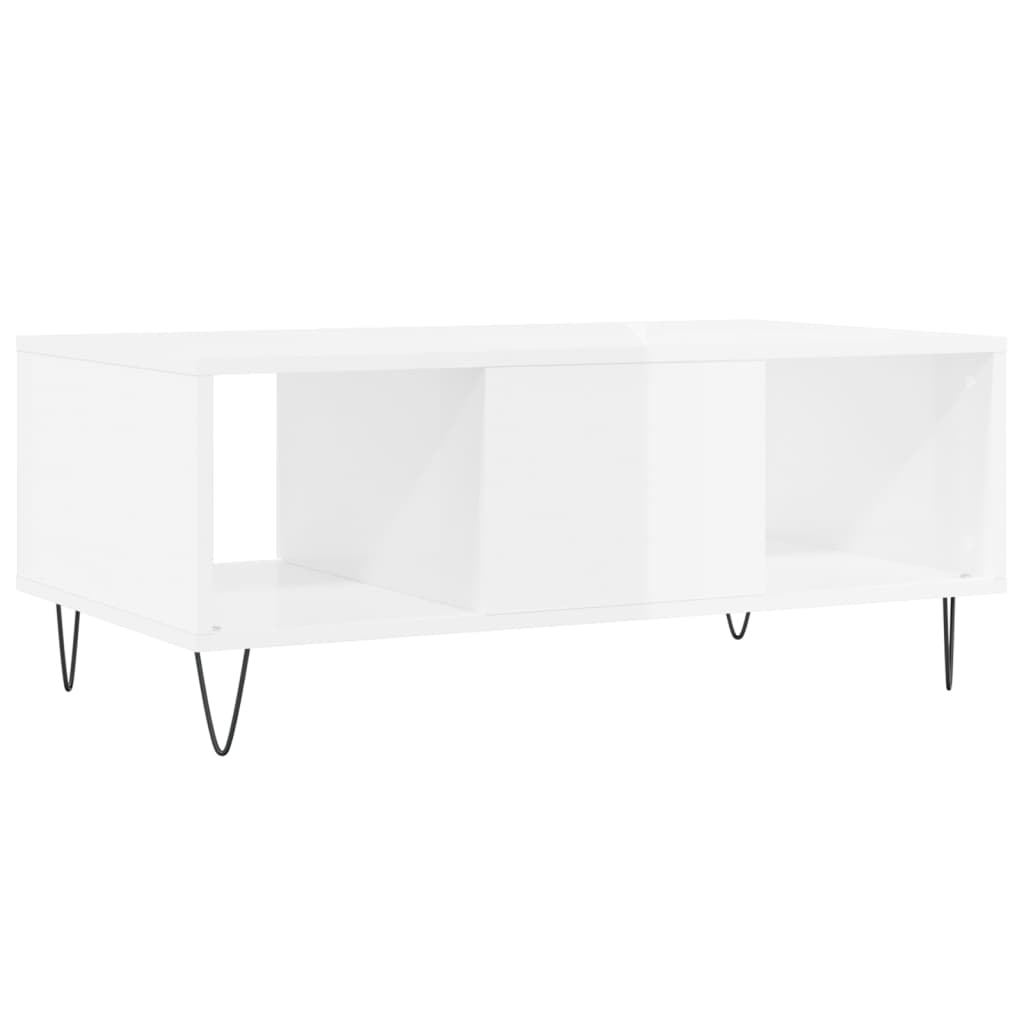 Salongbord Sofabord Høyglans Hvit 90x50x36,5 cm