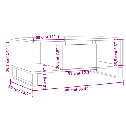 Salongbord Sofabord Hvit 90x50x36,5 cm