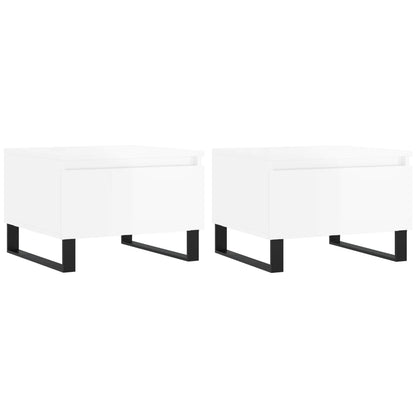Salongbord Sofabord Høyglans Hvit 2 stk Høyglans Hvit 50x46x35 cm