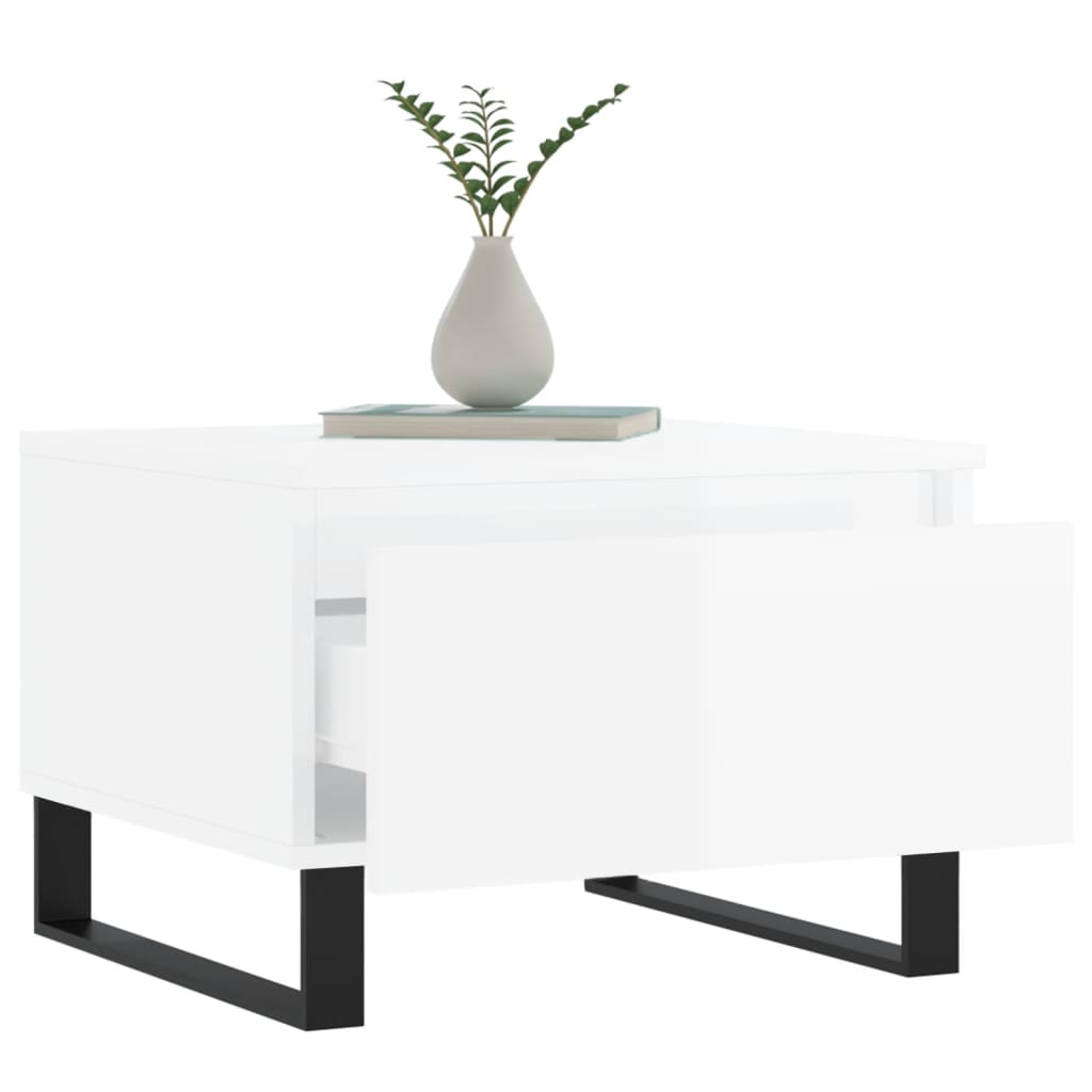 Salongbord Sofabord Høyglans Hvit 2 stk Høyglans Hvit 50x46x35 cm